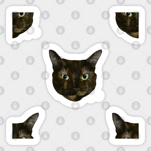 Grumpy Calico Cats - Repeat Pattern Sticker by andreeadumez